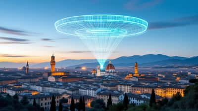 Rete neurale AI futuristica sopra un'azienda italiana, tema GPT-5 2026