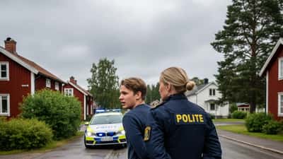 Svensk polis på gata i Dalarna vid gripande av ung man – ungdomsbrottslighet Avesta 2026