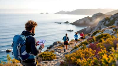 Coureur ultra-trail sur le sentier côtier du Golfe du Morbihan lors de l'Ultra Marin 2026