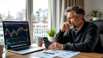 Investisseur canadien inquiet regardant la chute de l'action Netflix sur son ordinateur portable