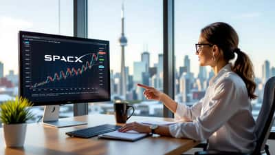 Conseillère financière analysant le graphique boursier de l'action SpaceX SPCX