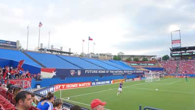 FC Dallas soccer players competing on the field during a Leagues Cup match