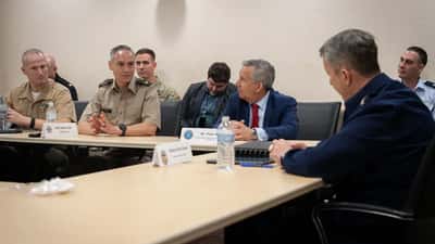 Le général Dan Caine lors d'une conférence au Pentagone, avril 2026