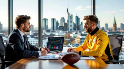 Vermögensberater berät Fußballprofi über Transfervermögen in Frankfurter Büro