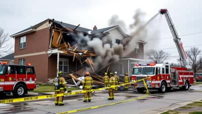 Firefighters and utility crews respond to a natural gas explosion at a Dallas apartment building in May 2026