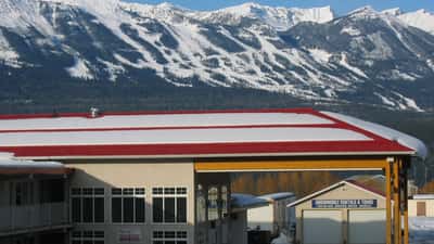 Kicking Horse Mountain Resort covered in snow, British Columbia, Canada