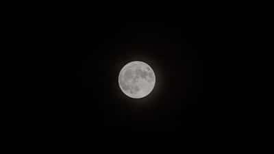 Full moon rising in July 2026, bright and round against a dark sky
