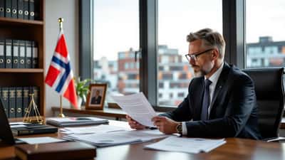 Norsk advokat gjennomgår internasjonale handelsdokumenter og sanksjonsregelverk