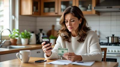 Woman in Canada using a phone to send an emergency money transfer to family in earthquake-hit Mexico