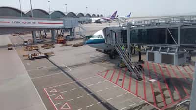 Cathay Pacific Airbus A330 aircraft parked at Hong Kong International Airport