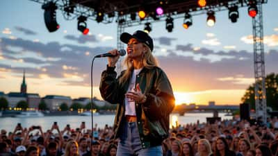 Rapperin Ikkimel live auf der Bühne beim Open-Air in Bonn 2026