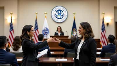 Ceremonia de naturalización en un juzgado federal de Estados Unidos