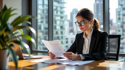 Employment lawyer reviewing a disciplinary suspension notice in a downtown Toronto office