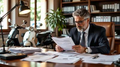 avvocato con fascicolo sinistro stradale e documenti RC auto in ufficio a Lecce