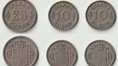 Fornar íslenskar myntir frá 1922 og 1925 — aurar úr sögu íslensks gjaldmiðils
