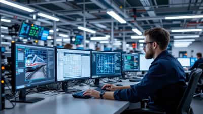 IT-Techniker arbeitet an Server-Racks in einer deutschen Zugleitstelle