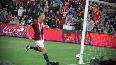 Erling Haaland et l'équipe de Norvège lors d'un match international en juin 2025