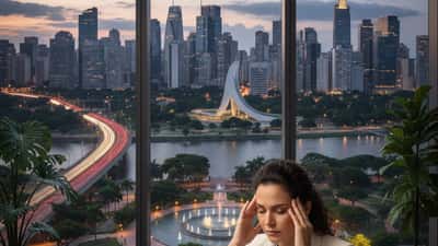 Mulher brasileira profissional sob pressão no escritório em São Paulo