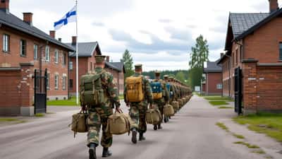 Suomalaisia alokkaita saapumassa varuskuntaan kantamukset mukanaan kesällä 2026