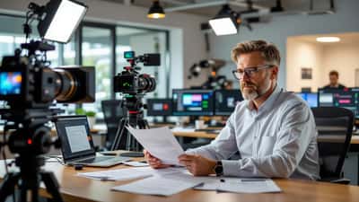Journalist gennemgår ansættelseskontrakt på TV SYD nyhedsredaktion i Syd-Jylland 2026