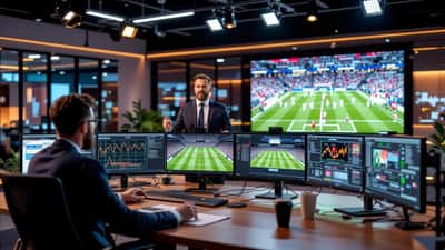 Gary Neville-style pundit in a broadcast studio analysing 2026 football tactics