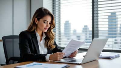 Profissional de compliance analisando documentos de proteção de dados LGPD em escritório corporativo em São Paulo