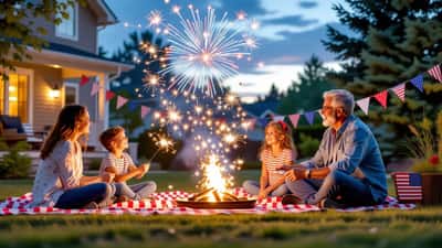 Backyard Fourth of July fireworks display with supervised sparklers, 2026