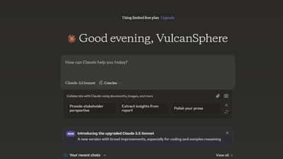 Screenshot der Claude AI Oberfläche von Anthropic, dem KI-Designassistenten