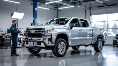 2027 Chevy Silverado 1500 redesign preview with automotive expert on a Canadian dealership lot