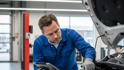 Nederlandse automonteur inspecteert motor van Peugeot 208 bij erkend dealer na terugroepactie Stellantis 2026