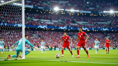 Fotbollsspelare inför en straffspark på en fullsatt arena under VM-finalen 2026