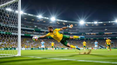 Goleiro Santiago Rochet em ação em estádio brasileiro em 2026