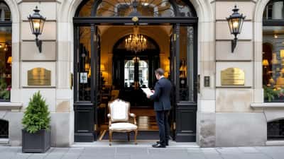 Entrée d'un hôtel-boutique de luxe dans la vieille ville de Zurich