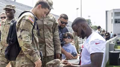 Atlanta Falcons NFL players during team visit to West Point Military Academy