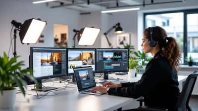Studio RTS avec écrans affichant la grille de programmes 2026