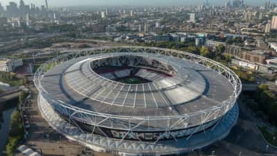 London Stadium, home of West Ham United, prepared for an EFL Championship match