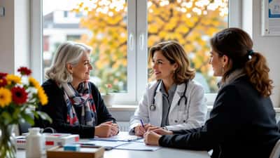 Médico a consultar paciente com sintomas de gripe no outono em Portugal 2026