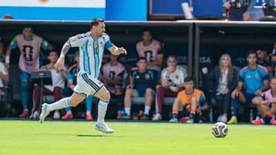 Lionel Messi i Argentinas landslagströja under VM-finalen mot Spanien i juli 2026