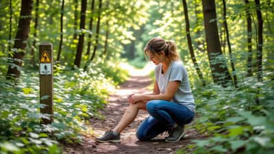 Nederlandse hiker verwijdert teek met pincet in het bos van de Utrechtse Heuvelrug