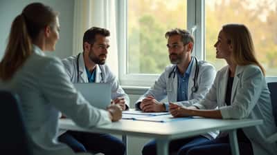 Specialist en patiënt in gesprek over terminale diagnose en palliatieve zorg