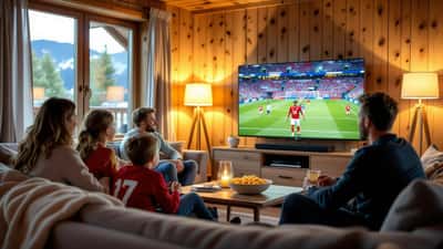 Norsk familie ser fotball-VM 2026 på storskjerm i stua, NRK Nordland-rekord