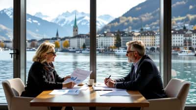 Couple suisse consultant un conseiller patrimonial sur leur caisse de pension