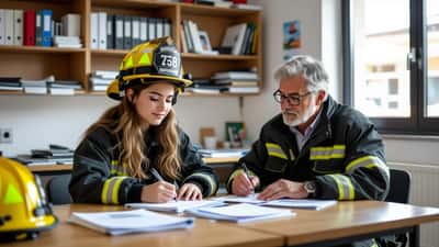 Estudante do ensino profissional a preparar exames nacionais com um explicador numa sala de aula em Matosinhos