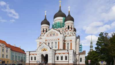 Alexander Nevsky Cathedral in Tallinn, Estonia's historic capital, blue sky