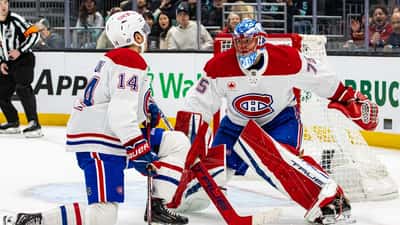Nick Suzuki et Jakub Dobeš des Canadiens de Montréal, séries éliminatoires 2026