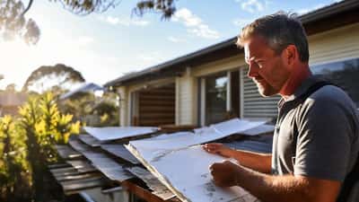 Licensed tradesman inspecting roof insulation in an Australian suburban home ahead of El Niño summer