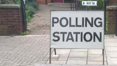 Polling station sign for a UK general election