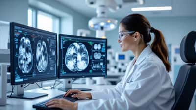 Radiologi tarkastelee seulontatuloksia sairaalassa