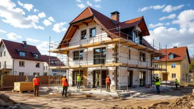 Handwerker renovieren ein historisches Haus in Torgau im Jahr 2026