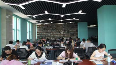 Students studying at university library, representing academic support and tutoring services